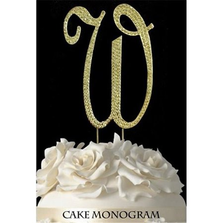 DE YI ENTERPRISE De Yi Enterprise 33015-Wg Monogram Cake Toppers - Gold Rhinestone - W 33015-Wg